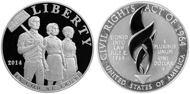 2014 Civil Rights Act of 1964 BU Silver Dollar US Mint UNCIRCULATED COIN ONLY $1 